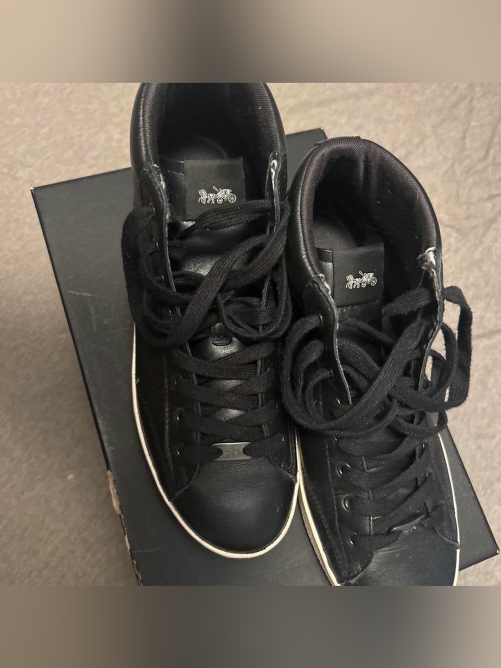 Coach High Top Leather sneakers Sz 8.5 and -Preowned - Picture 2 of 2